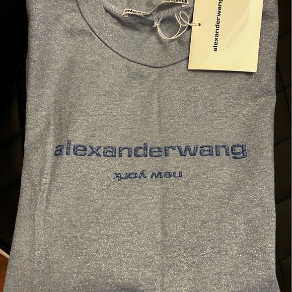NWT Alexander Wang Short Sleeve Tee w/ Glitter Wash and Puff Logo M - Picture 10 of 16